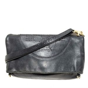 Tory Burch Perforated Logo Black Leather Convertable Crossbody Bag